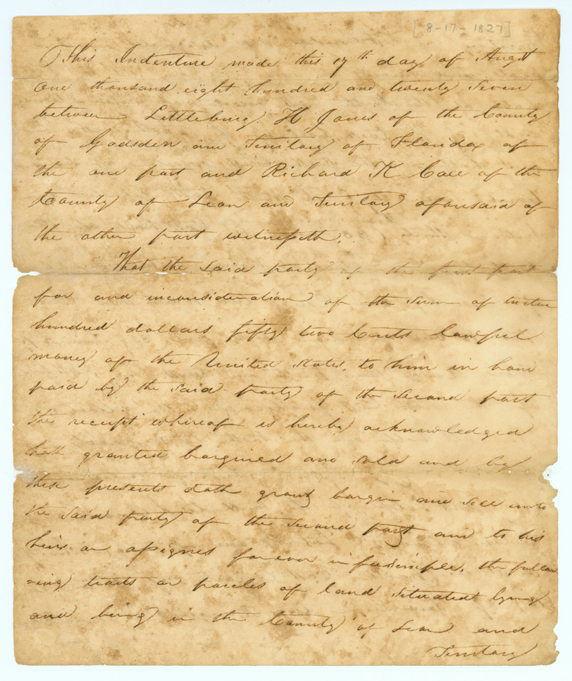 CALL FAMILY PAPERS (continued) - Box: 5 Folder: 1 Item: 8