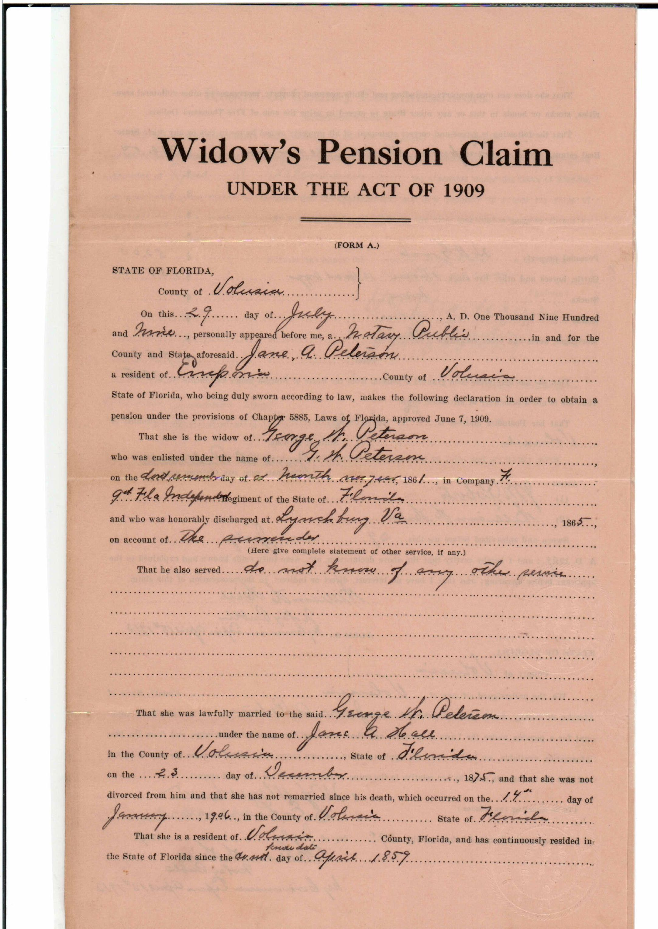 PETERSON, George W.