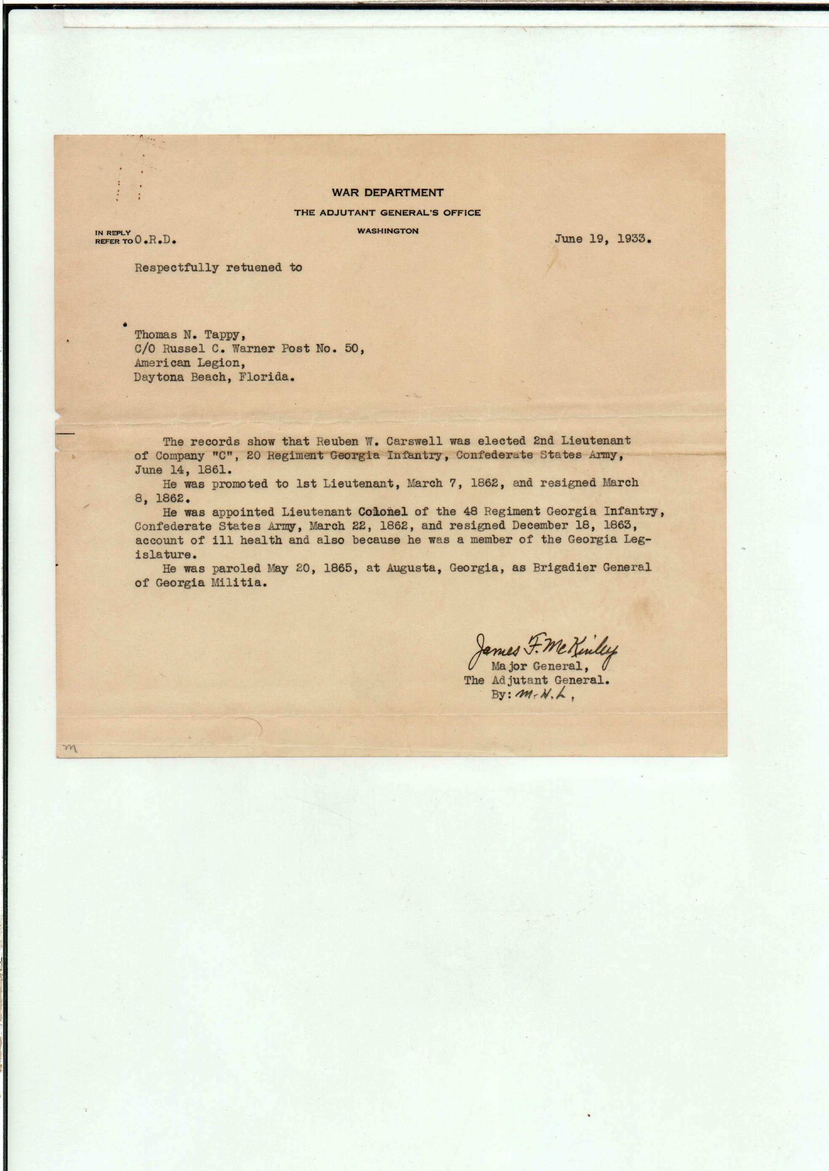 CARSWELL, Reuben W.