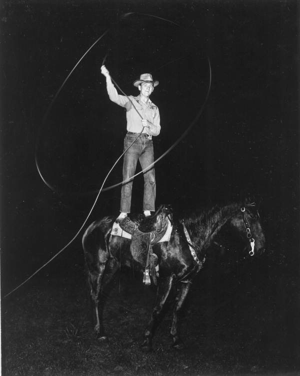 Buck McLean shown trick riding and roping - Gainesville, Florida 