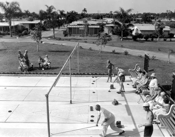 Retirees play shuffleboard at the trailer park - Clearwater, Florida 