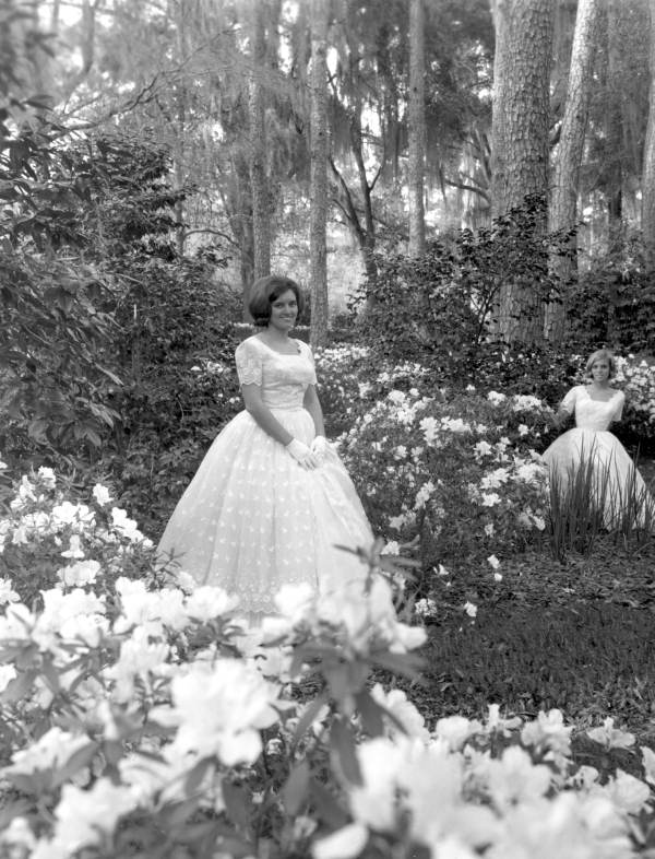 Young women pose for a photograph at Maclay Gardens State Park - Tallahassee, Florida