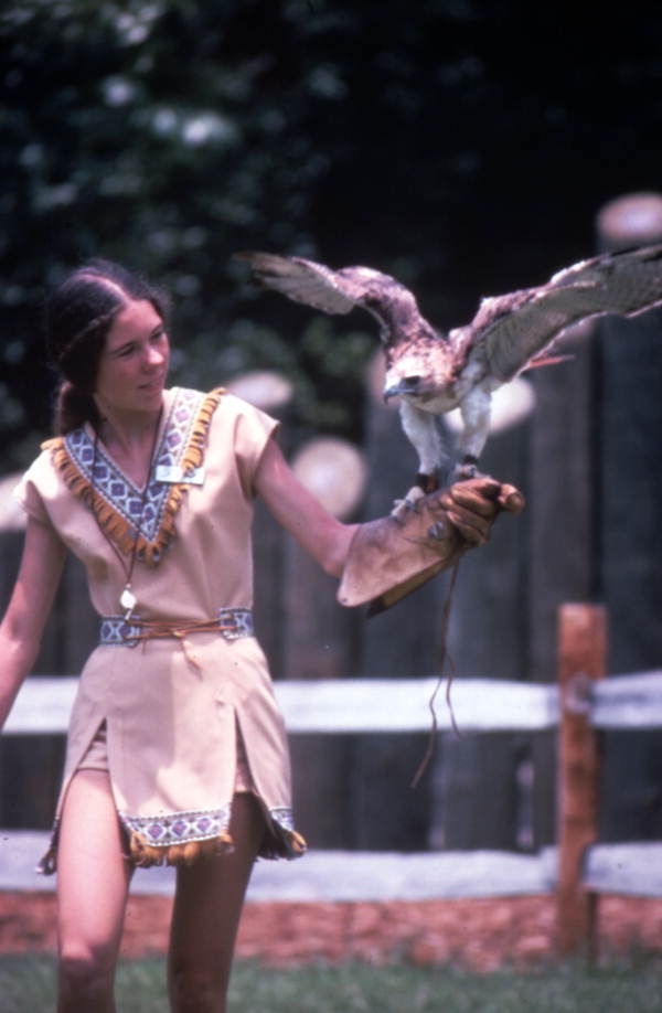 Handler with a raptor at Weeki Wachee Springs, Florida.