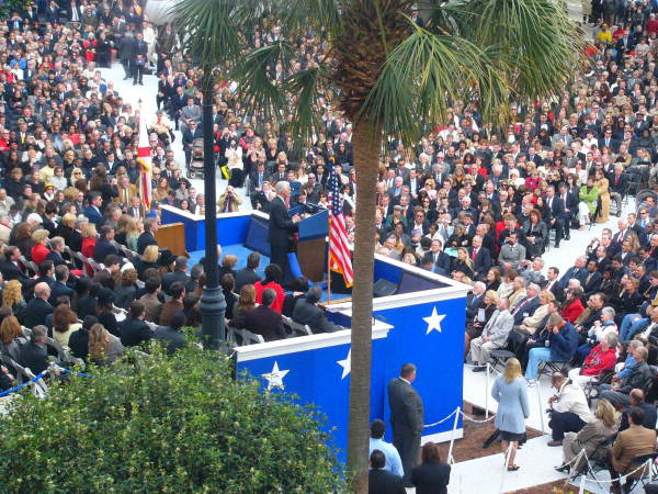 View of Governor Charlie Crist delivering his inaugural address - Tallahassee, Florida