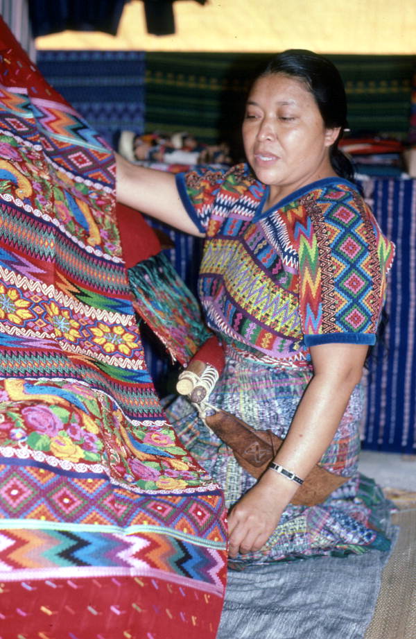 Cruz Josefina Gomez showing woven fabric - Miami, Florida