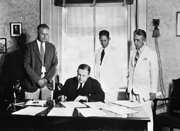 Governor Dave Sholtz with Board of Forestry memebrs signing seven forestry bills - Tallahassee, Florida