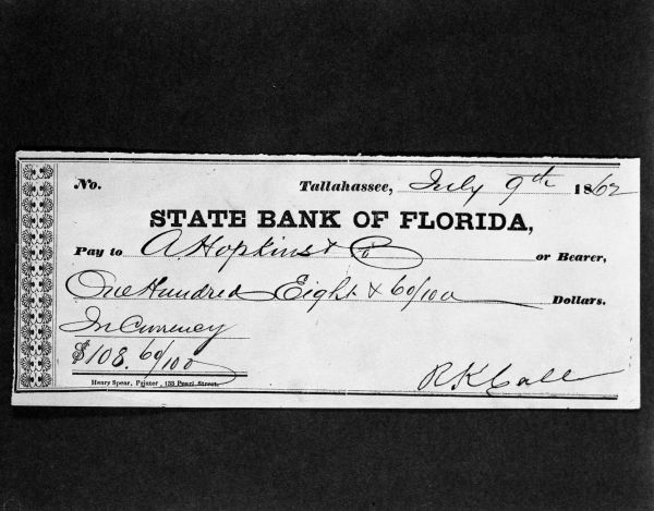 Check signed by Richard Keith Call