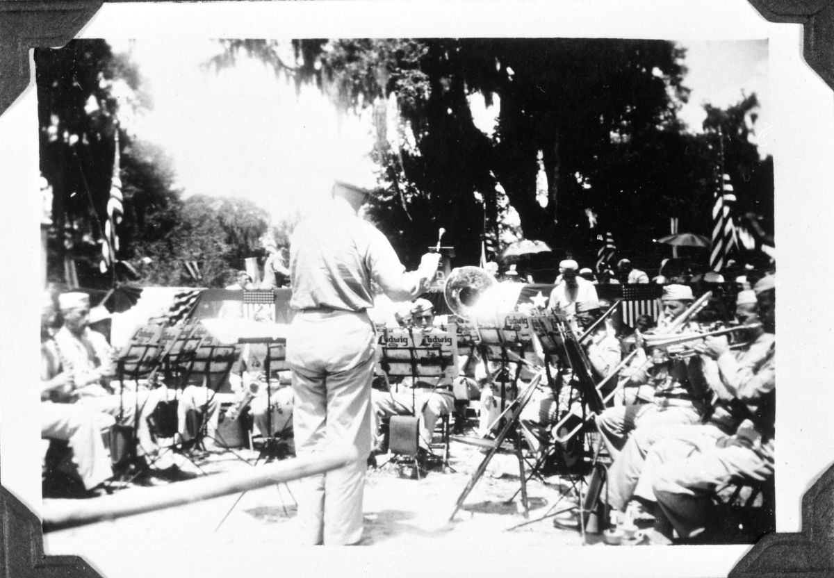 Band playing at dedication of memorial to Colin P. Kelly, Jr. - Madison, Florida