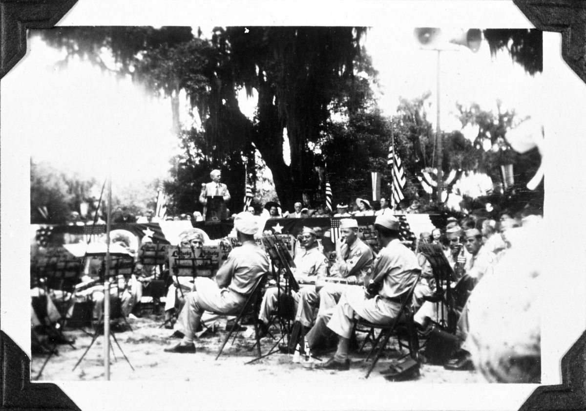 Band playing at dedication of memorial to Colin P. Kelly, Jr. - Madison, Florida