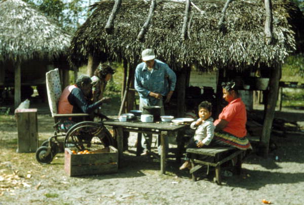 Seminole Indians having a picnic - Charlie Dixie Camp, Florida