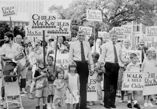 Lawton Chiles and Buddy MacKay campaigning in Florida's gubernatorial race