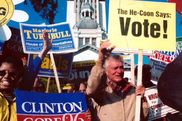 Governor Lawton Chiles at the "Get out the vote" rally in front of the old capitol