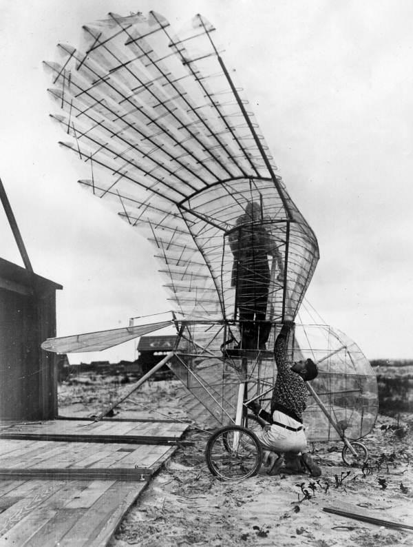 Ornithopter and creator George R. White at St. Augustine