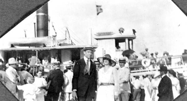 Cruise ship and crowd