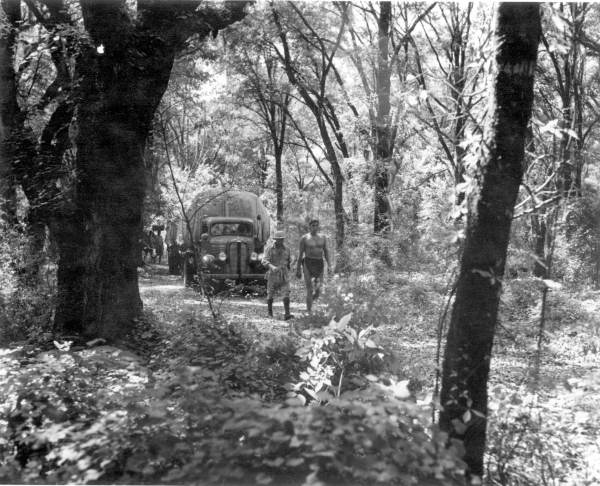 On the set during filming of Tarzan movie
