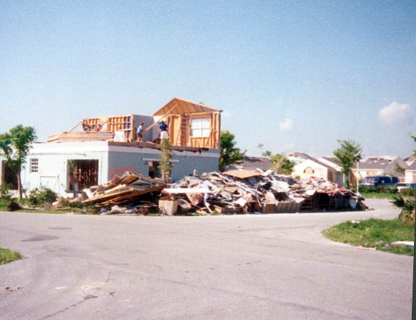 View of Henry Gohlke's house following Hurricane Andrew - Miami, Florida
