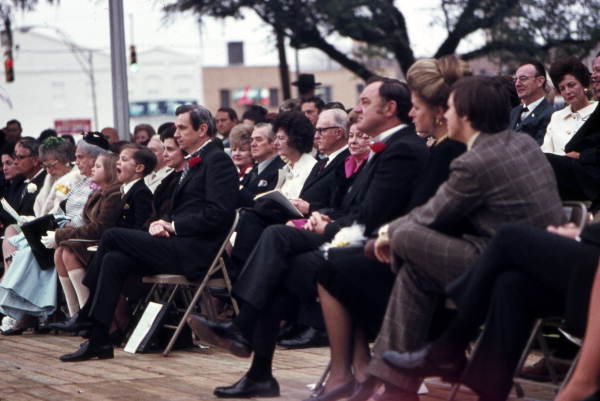View of outgoing Governor Claude Kirk and incoming Governor Reubin Askew at inauguration ceremony - Tallahassee, Florida