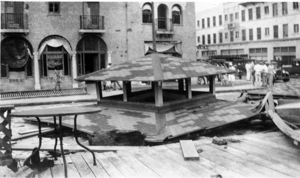 View showing building remains left by the 1928 hurricane