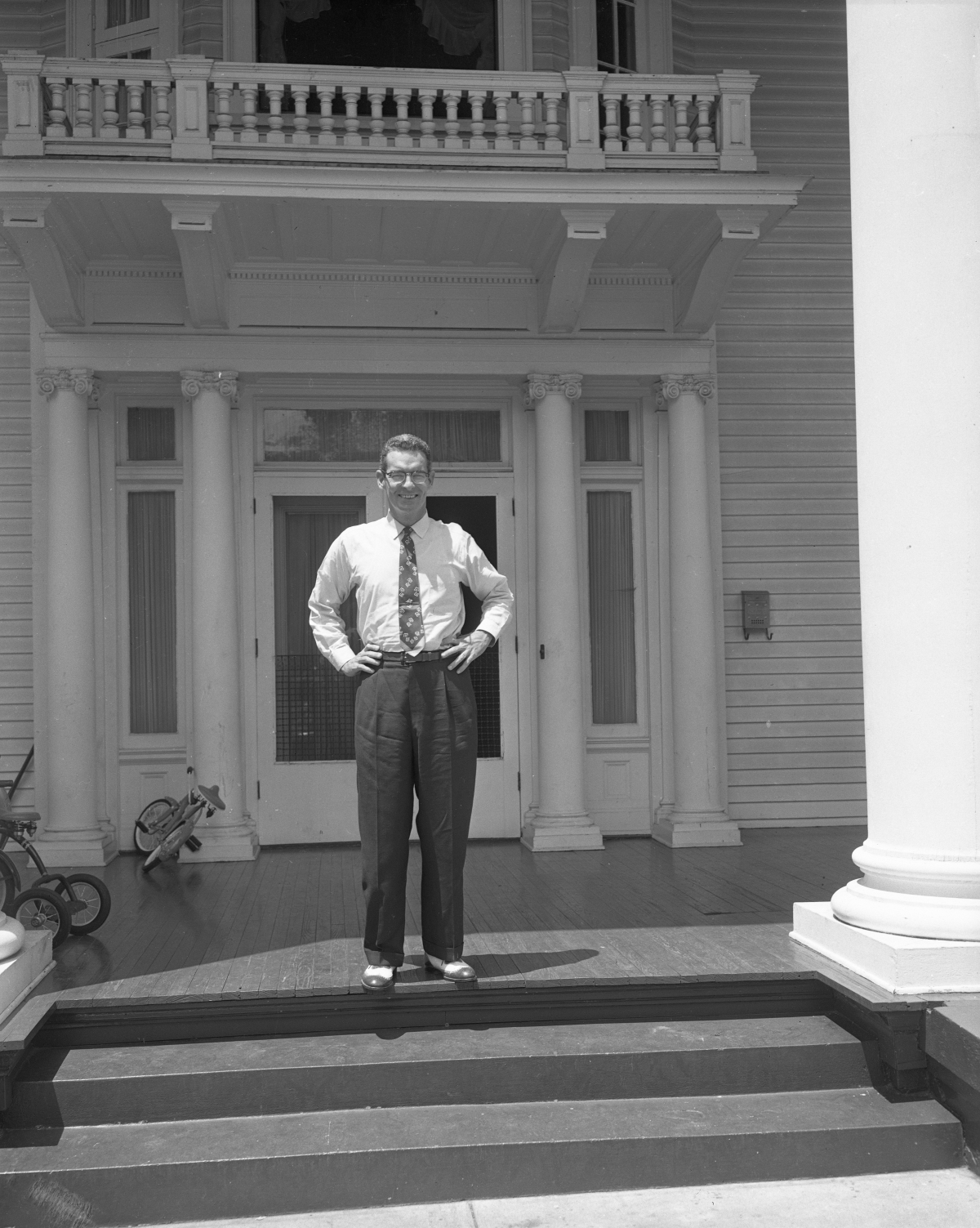 Daniel Thomas McCarty standing on the steps of the governor's mansion
