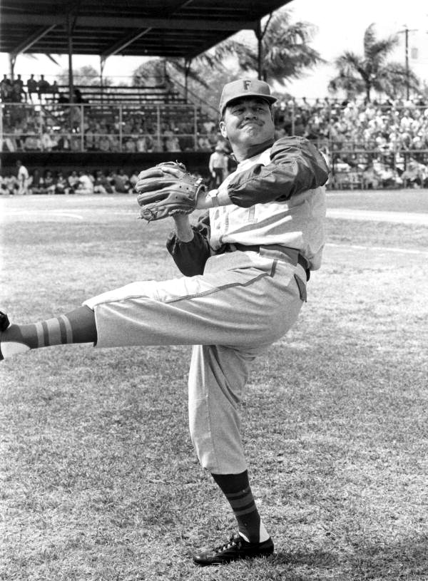 Governor Claude Kirk throwing out the first ball for a baseball game - Fort Myers, Florida