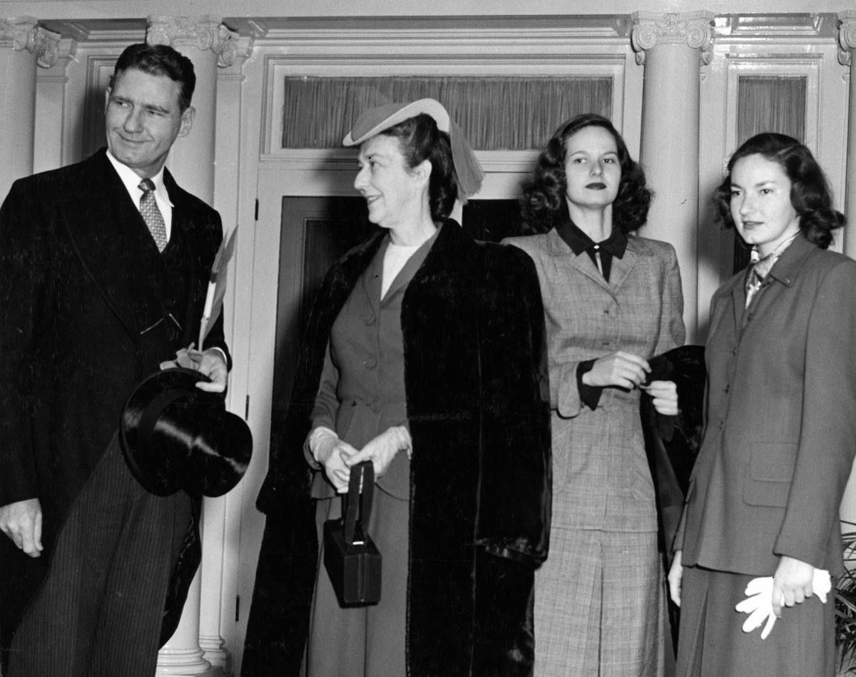 Governor Millard F. Caldwell and his family leaving the mansion - Tallahassee, Florida