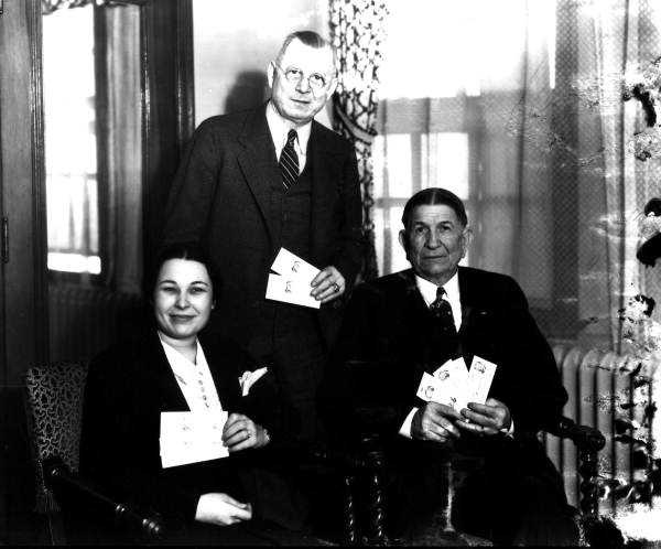 Governor Cone, his wife and friend with Democrat dinner tickets - Jacksonville, Florida