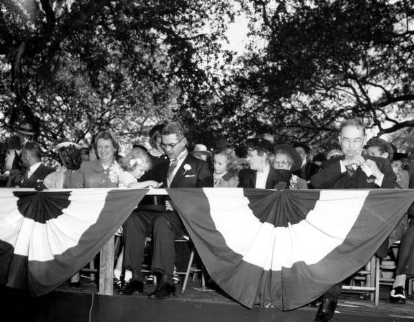 Governor Dan McCarty with his wife and daughter at his inauguration - Tallahassee, Florida