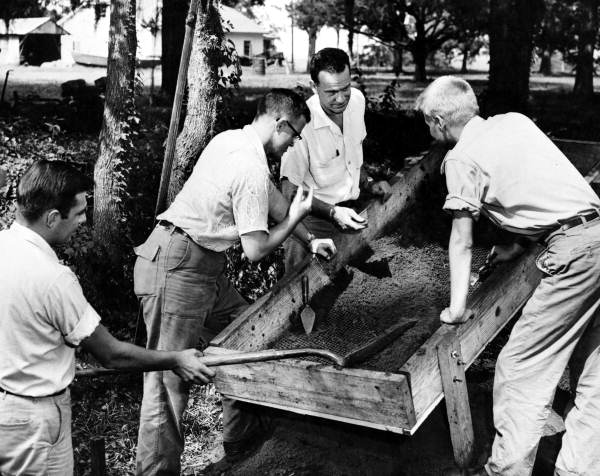 Florida State University professor and students at a dig