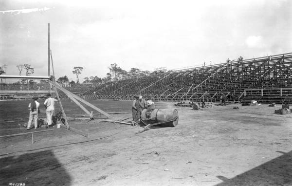 Football stadium during construction at University of Miami - Coral Gables, Florida