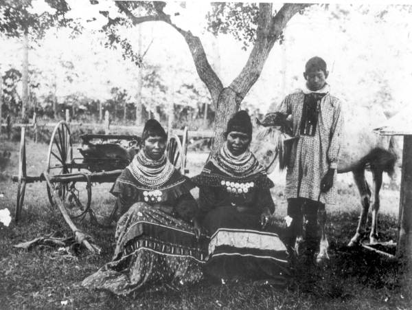 Seminole Indians at a temporary camp