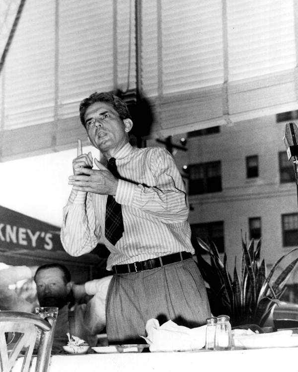 Gubernatorial candidate Spessard Holland speaking during campaign - Miami Beach, Florida