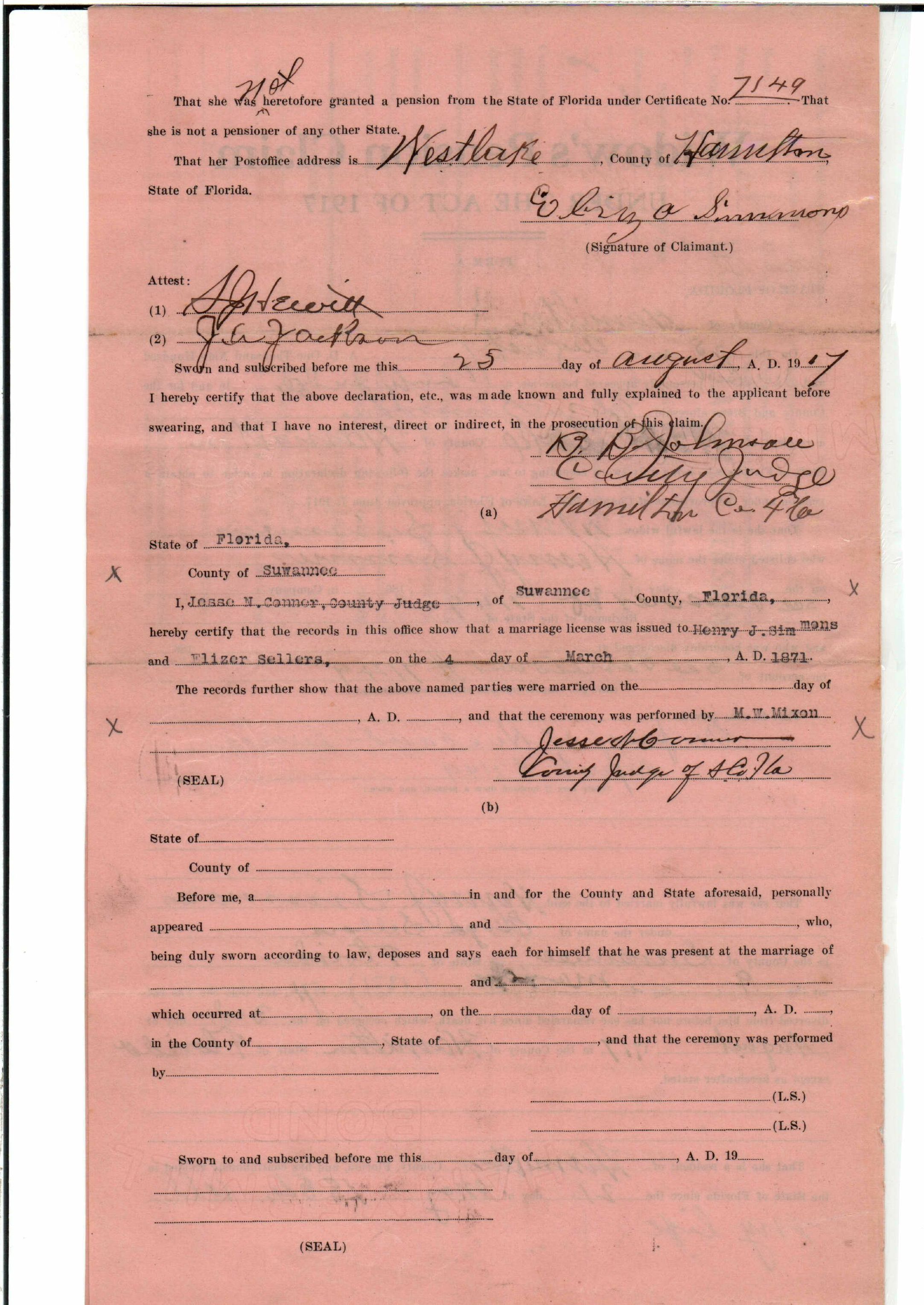 Florida Memory SIMMONS Henry J 