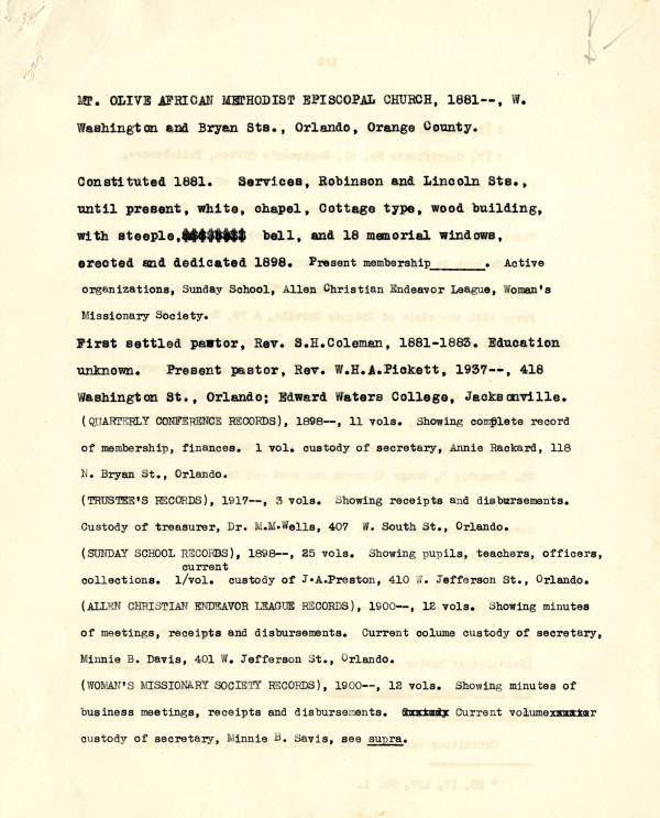 Mt. Olive African Methodist Episcopal Church
