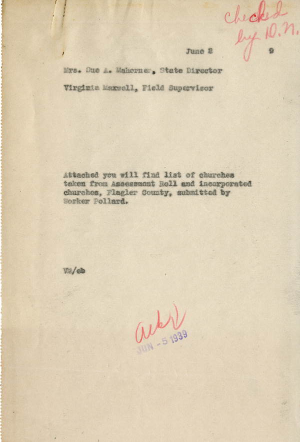 List of churches in Flagler County, 1939