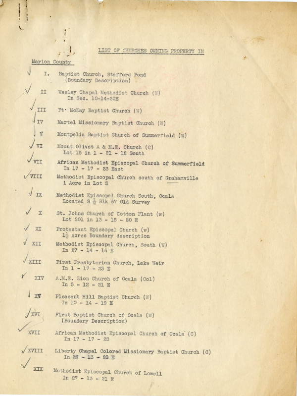 List of Marion County churches, 1939
