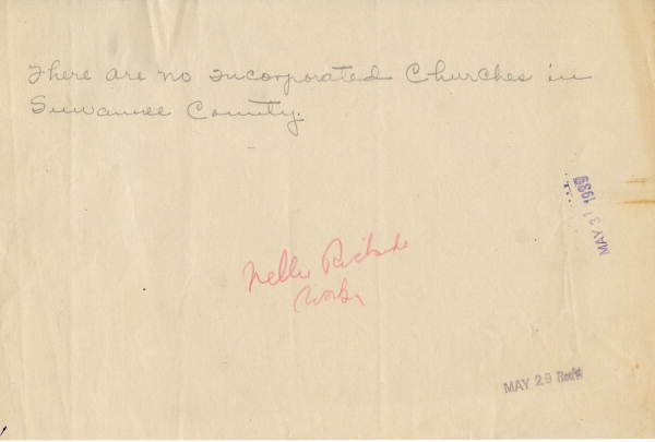 List of Suwannee County churches, 1939