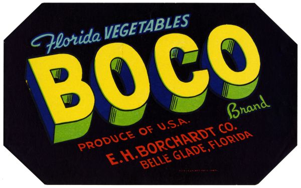 Boco Brand Florida Vegetables Label