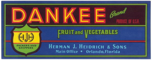 Dankee Brand Fruit and Vegetables Label