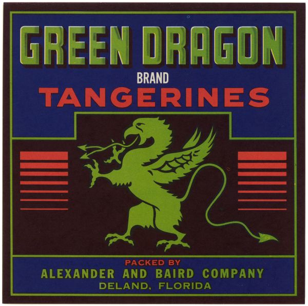 Green Dragon Brand Tangerines Label