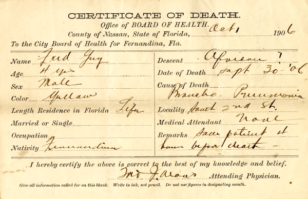 Grey, Fred death certificates