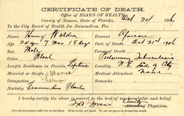 Walden, Henry death certificates