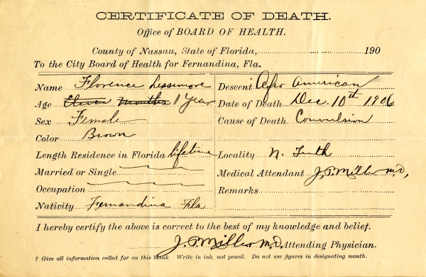 Lessimore, Florence death certificates