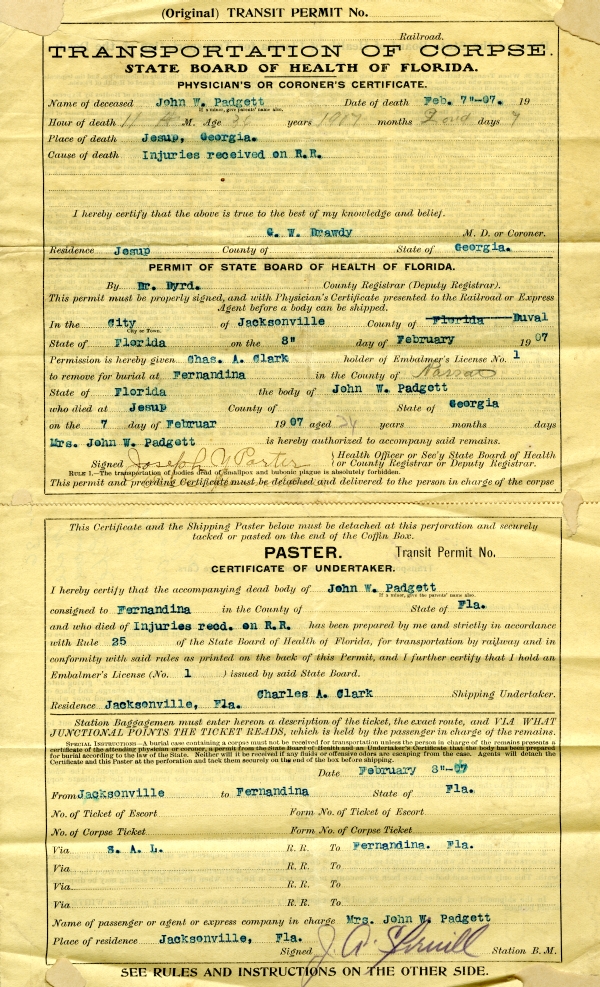 Padgett, John W. permits