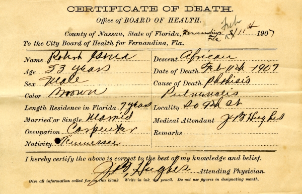 Isner, Robert death certificates