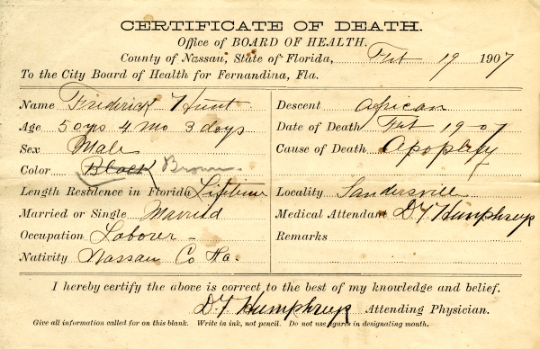 Hunt, Frederick death certificates