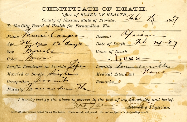 Cooper, Francis death certificates