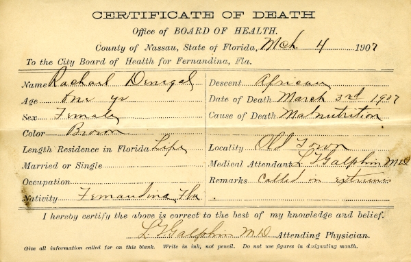 Denegal, Rachel death certificates