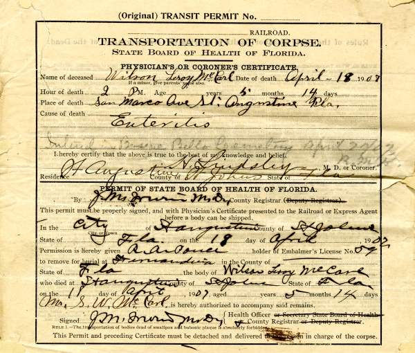 McCarl, Wilson Leroy permits