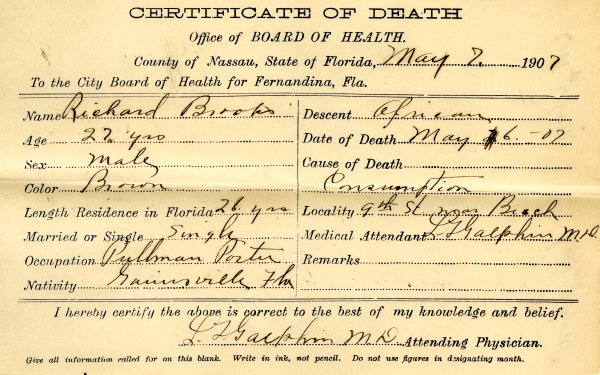 Brooks, Richard death certificates