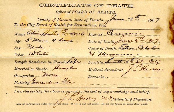 Goodman, Alvin Butler death certificates